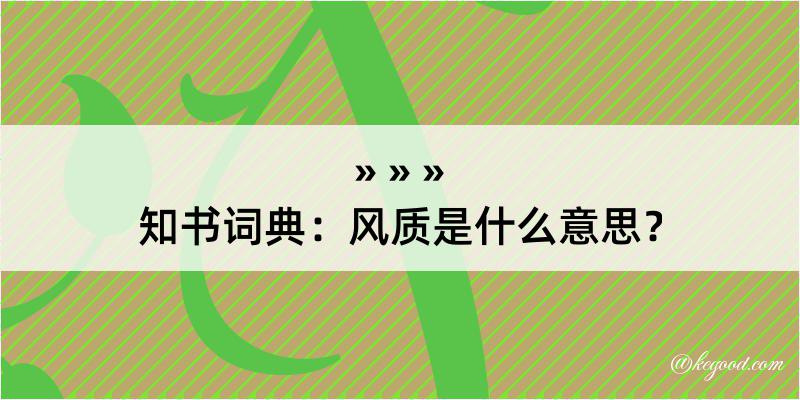 知书词典：风质是什么意思？