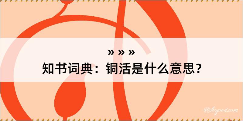 知书词典：铜活是什么意思？