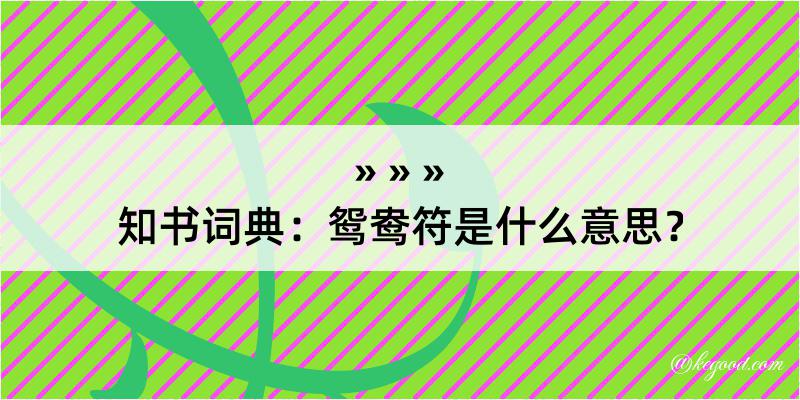 知书词典：鸳鸯符是什么意思？