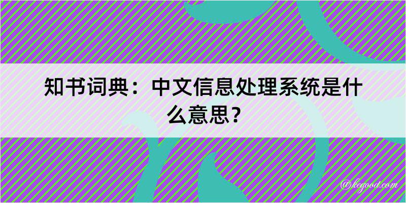 知书词典：中文信息处理系统是什么意思？