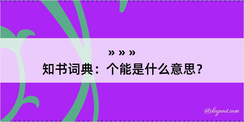 知书词典：个能是什么意思？