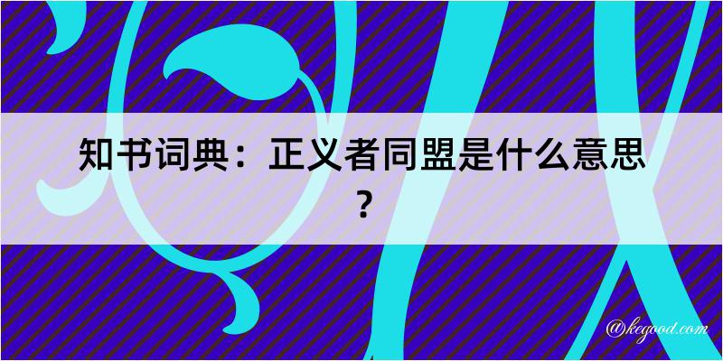 知书词典：正义者同盟是什么意思？