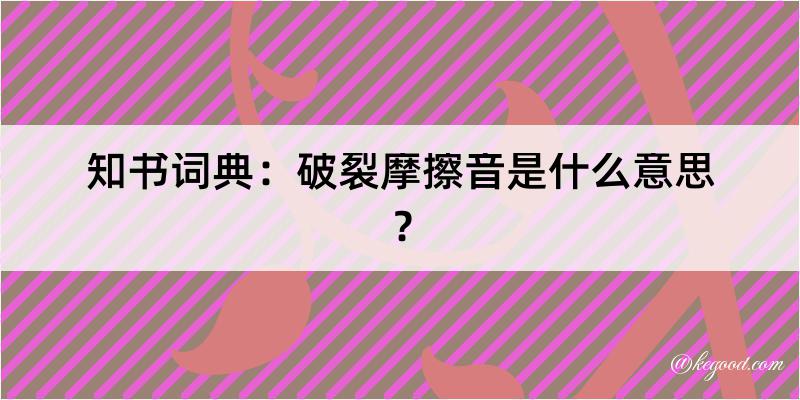 知书词典：破裂摩擦音是什么意思？