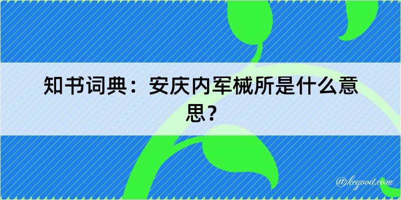 知书词典：安庆内军械所是什么意思？