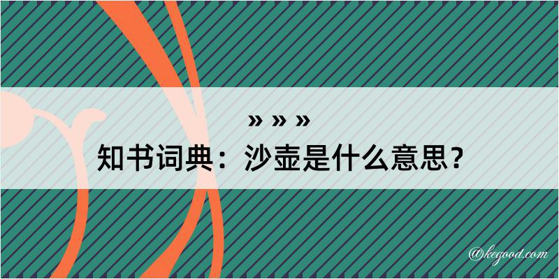 知书词典：沙壶是什么意思？