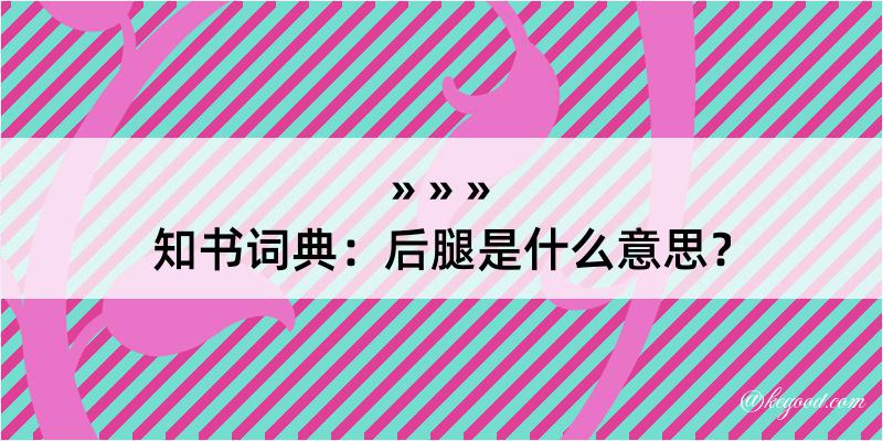 知书词典：后腿是什么意思？