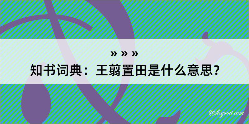 知书词典：王翦置田是什么意思？