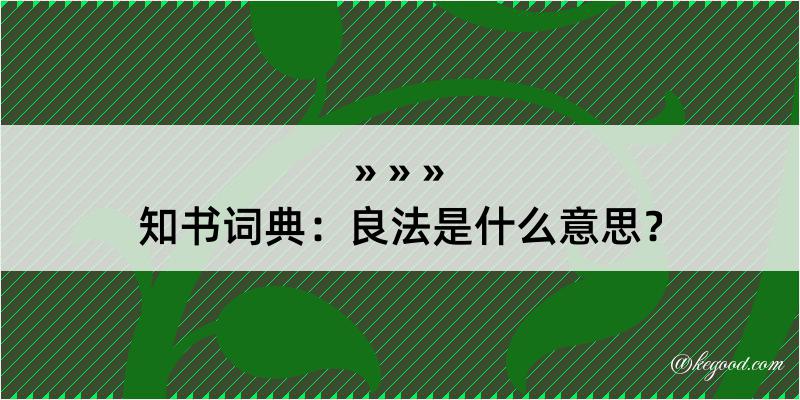 知书词典：良法是什么意思？