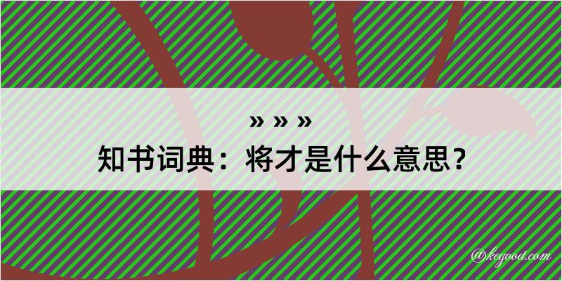 知书词典：将才是什么意思？