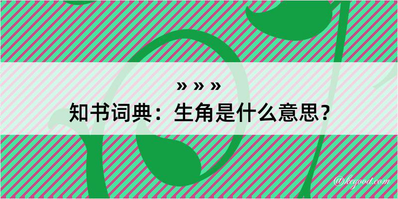 知书词典：生角是什么意思？