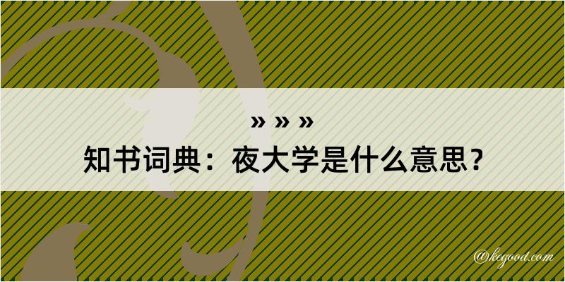 知书词典：夜大学是什么意思？