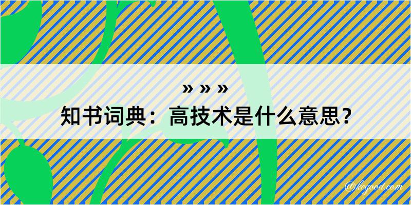 知书词典：高技术是什么意思？