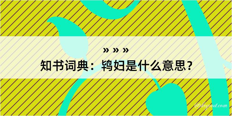 知书词典：鸨妇是什么意思？