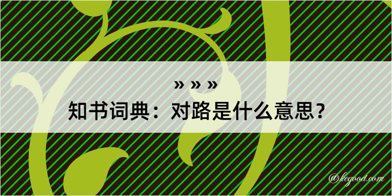 知书词典：对路是什么意思？