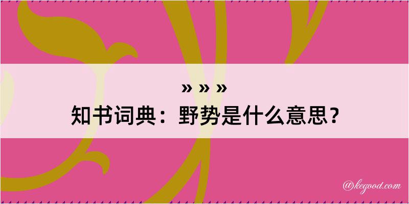 知书词典：野势是什么意思？