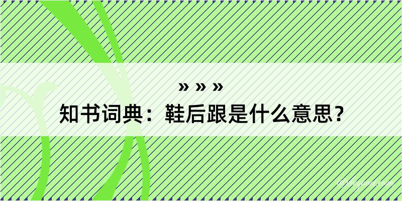 知书词典：鞋后跟是什么意思？