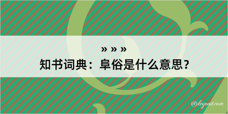 知书词典：阜俗是什么意思？