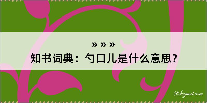 知书词典：勺口儿是什么意思？