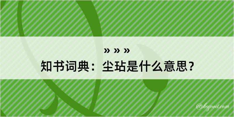 知书词典：尘玷是什么意思？