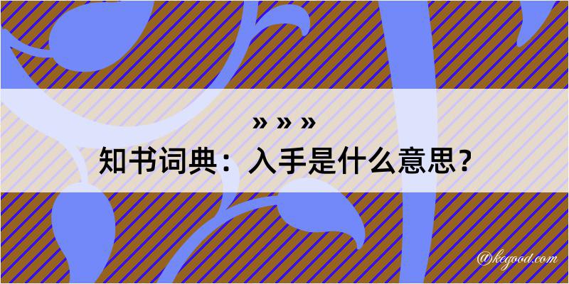 知书词典：入手是什么意思？