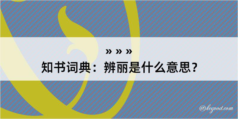 知书词典：辨丽是什么意思？