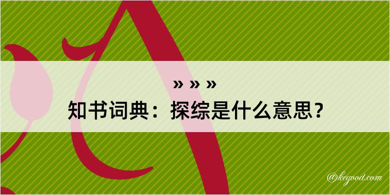 知书词典：探综是什么意思？