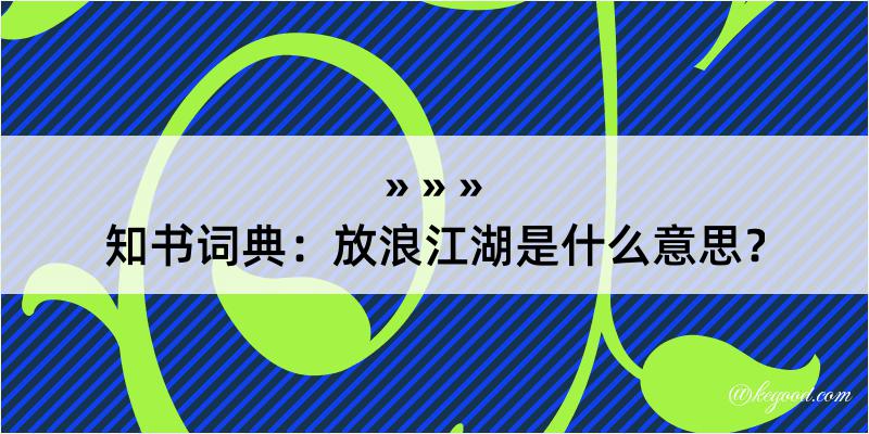 知书词典：放浪江湖是什么意思？