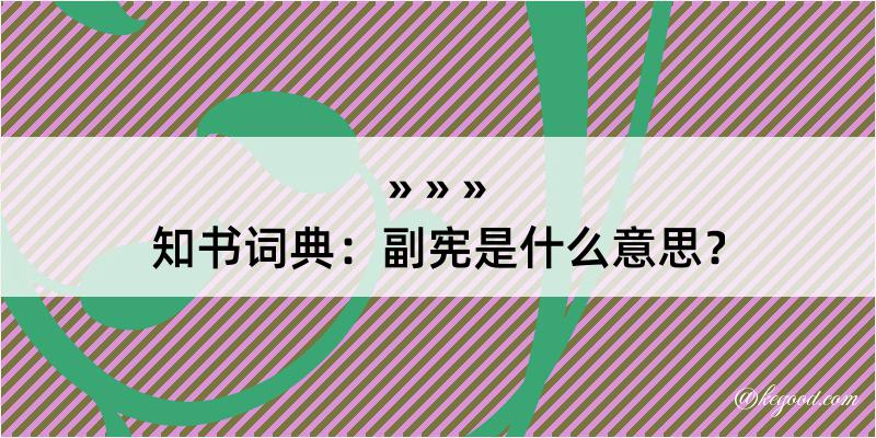 知书词典：副宪是什么意思？