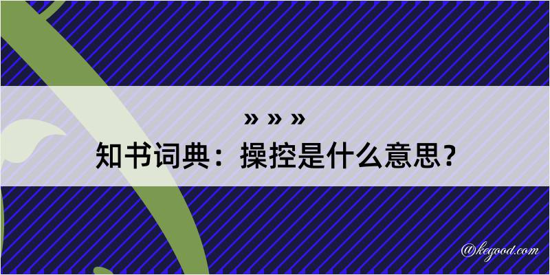 知书词典：操控是什么意思？