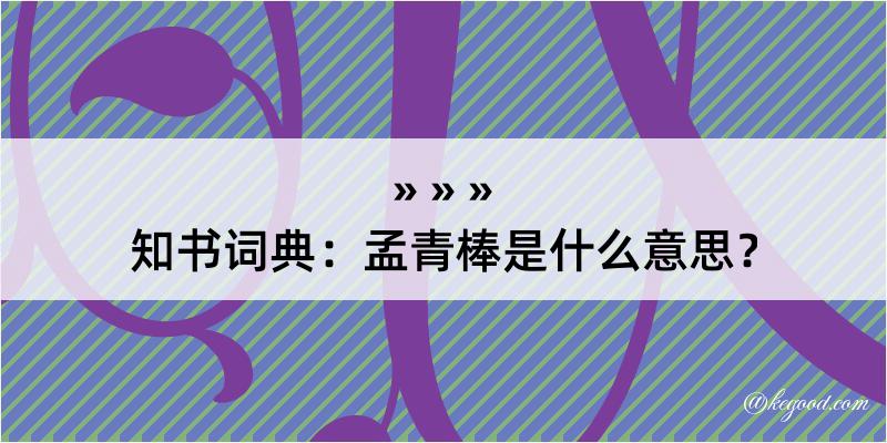 知书词典：孟青棒是什么意思？