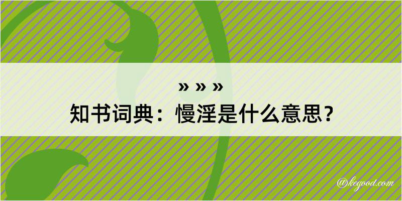 知书词典：慢淫是什么意思？