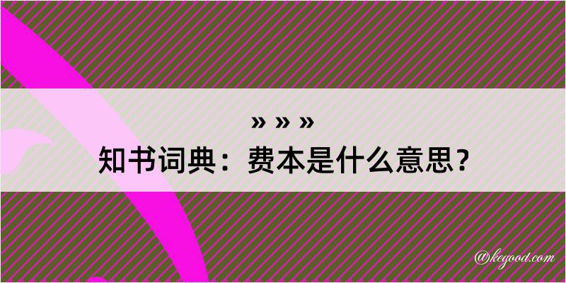 知书词典：费本是什么意思？