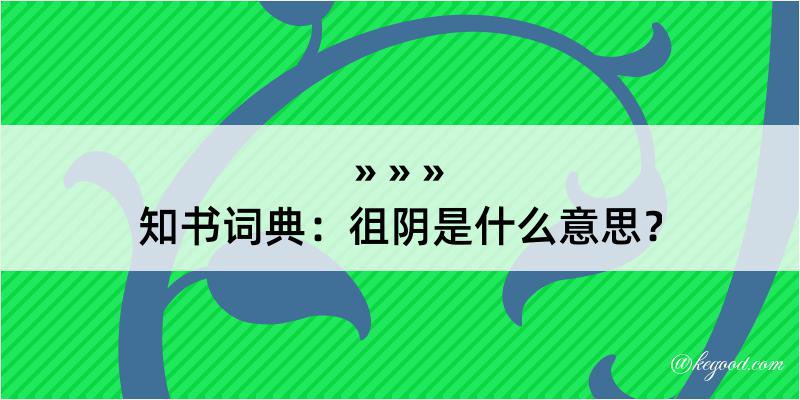 知书词典：徂阴是什么意思？