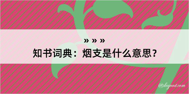 知书词典：烟支是什么意思？