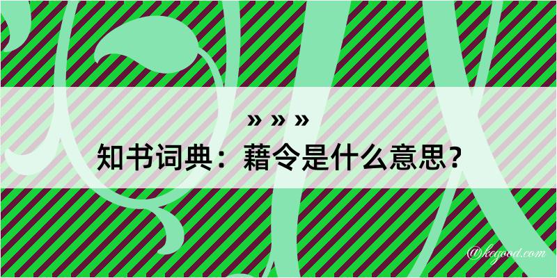 知书词典：藉令是什么意思？