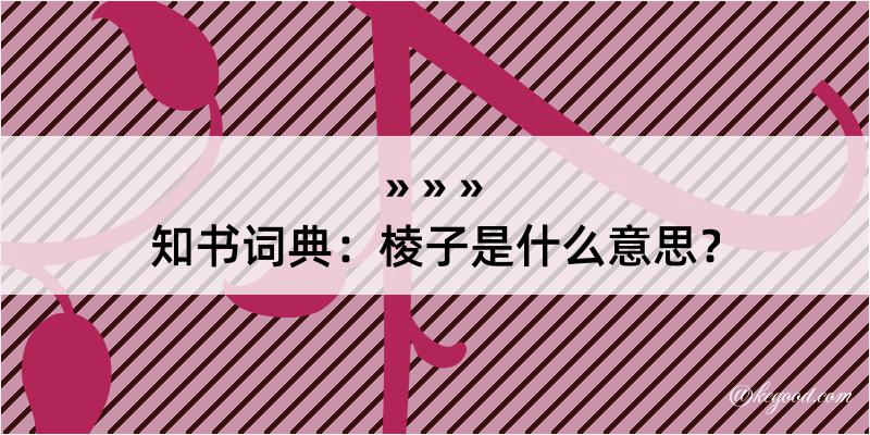 知书词典：棱子是什么意思？