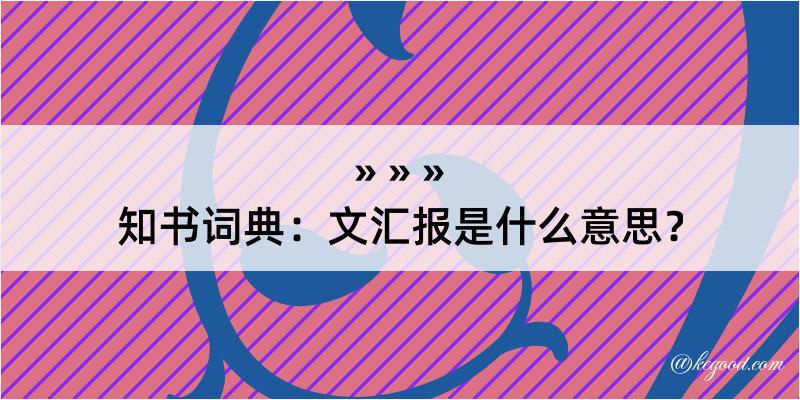 知书词典：文汇报是什么意思？