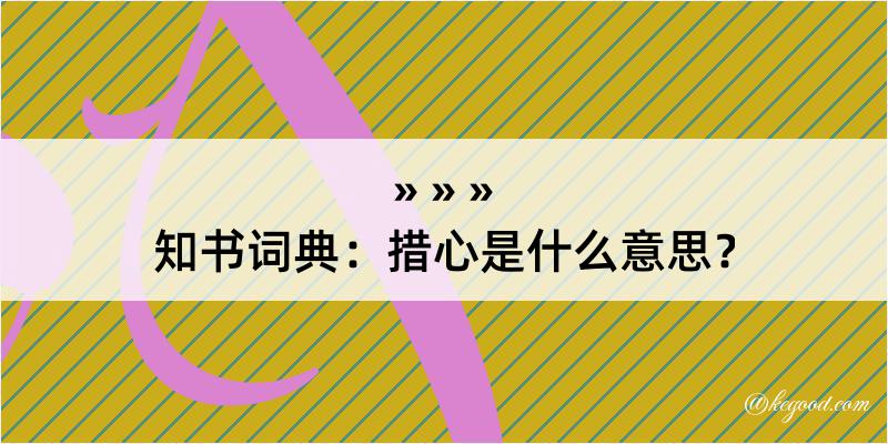 知书词典：措心是什么意思？