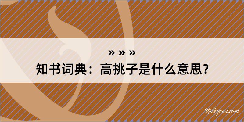 知书词典：高挑子是什么意思？