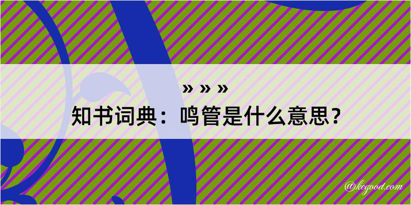 知书词典：鸣管是什么意思？