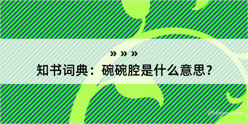 知书词典：碗碗腔是什么意思？