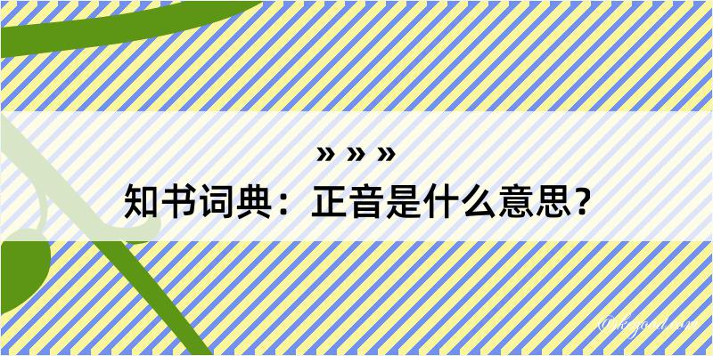 知书词典：正音是什么意思？