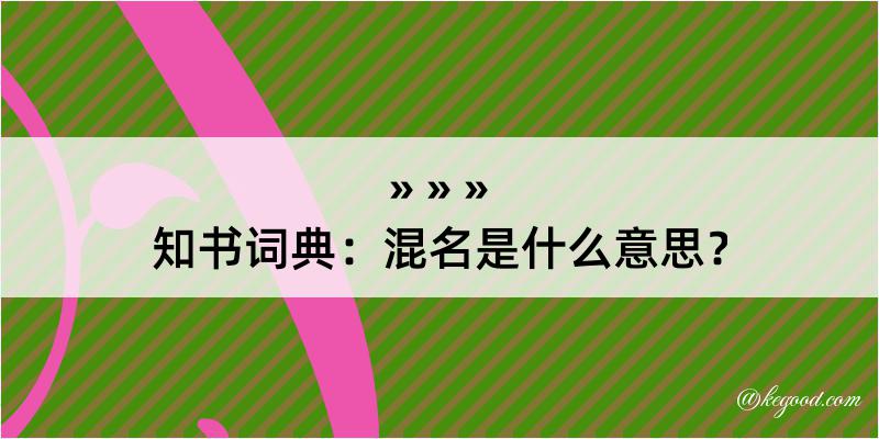 知书词典：混名是什么意思？