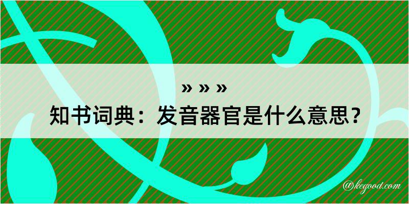 知书词典：发音器官是什么意思？