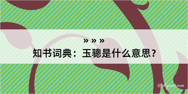 知书词典：玉骢是什么意思？