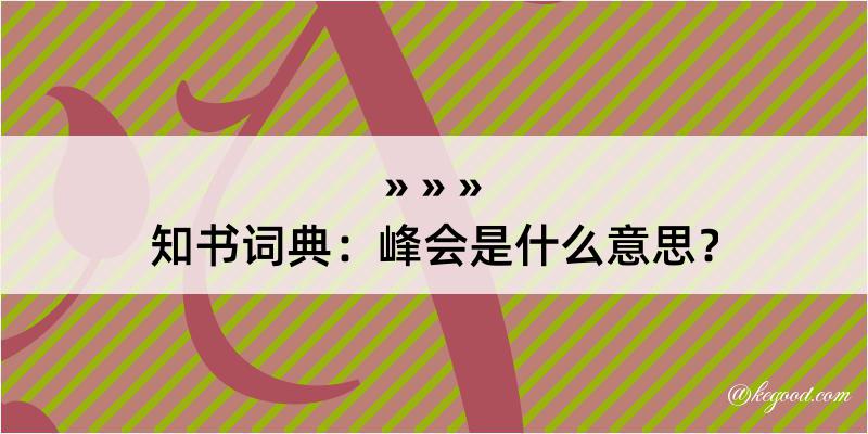 知书词典：峰会是什么意思？