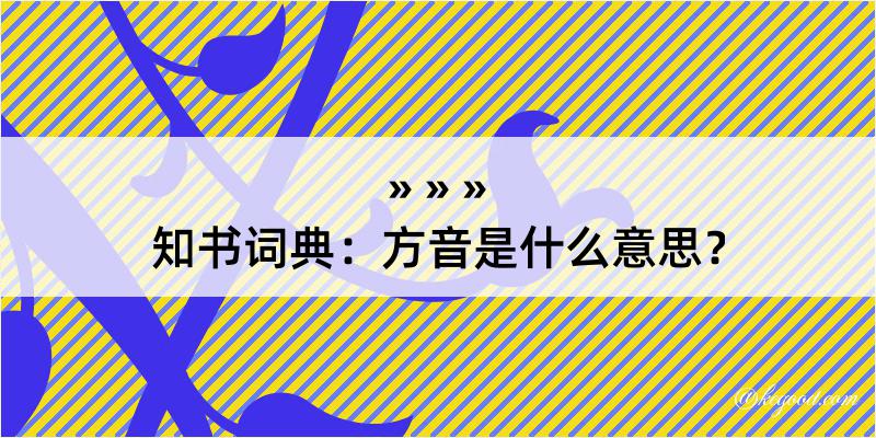 知书词典：方音是什么意思？