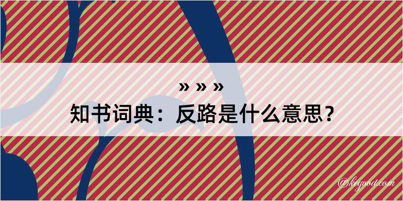 知书词典：反路是什么意思？