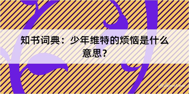 知书词典：少年维特的烦恼是什么意思？