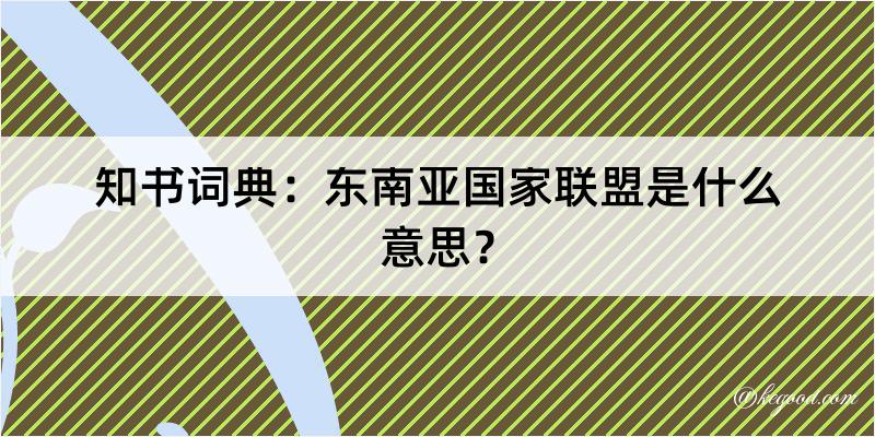 知书词典：东南亚国家联盟是什么意思？